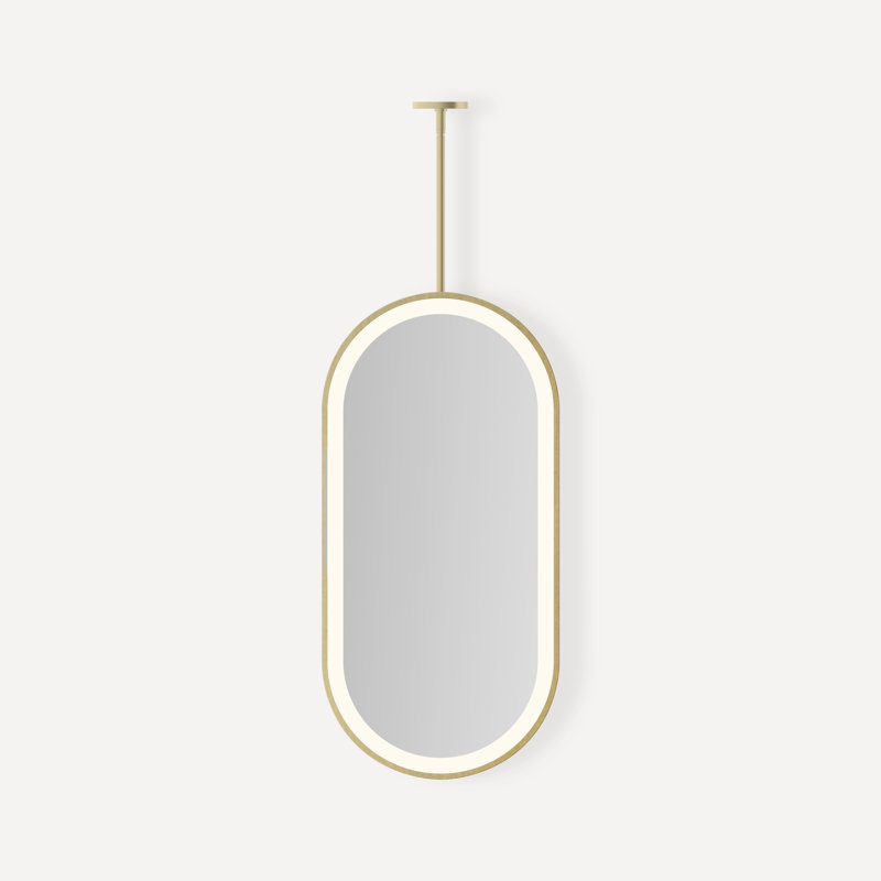 Miroir lumineux encadré Sculpt, Laiton