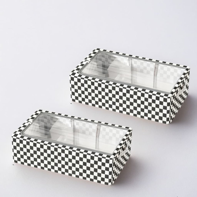 Checkerboard Storage Box · Medium Size 2Pcs Extra Large Plaid Storage Bags With Clear View Lids, Heavy-Duty Solid Steel Frame, Foldable Design For Under Bed Clothes Shoe Toy Organizer, Stackable And Moisture Dust Mold Resistant