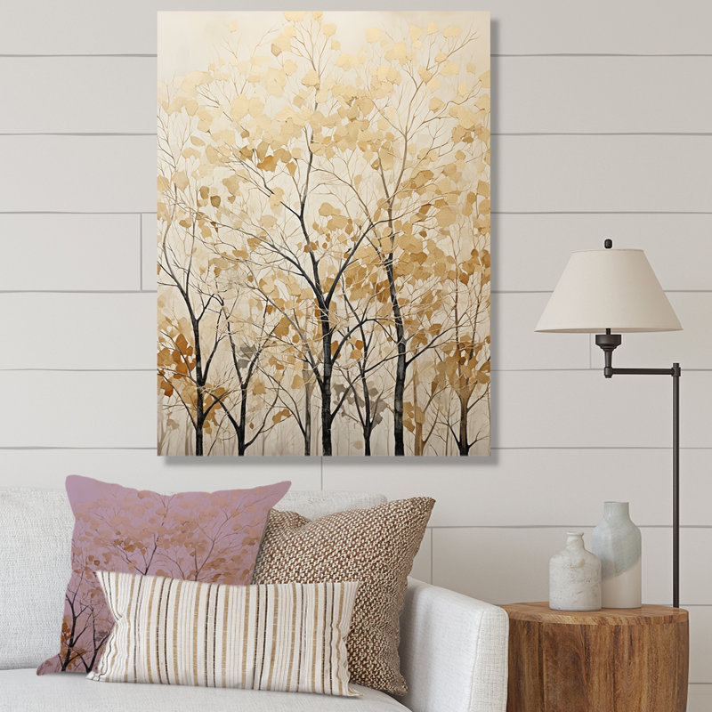 Harmonous Beige Tree Art VI, reproduction d'art sur toile, Toile tendue, H 32 po x l 16 po x P 1 po