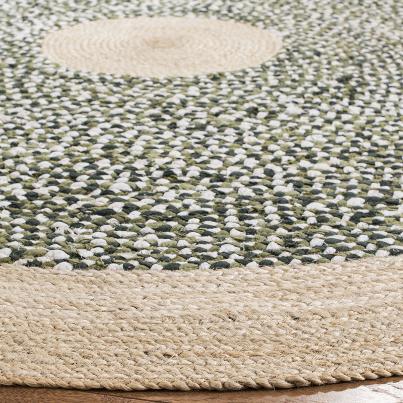 Zeitler Hand Woven Jute, Cotton Rug, Round 4'