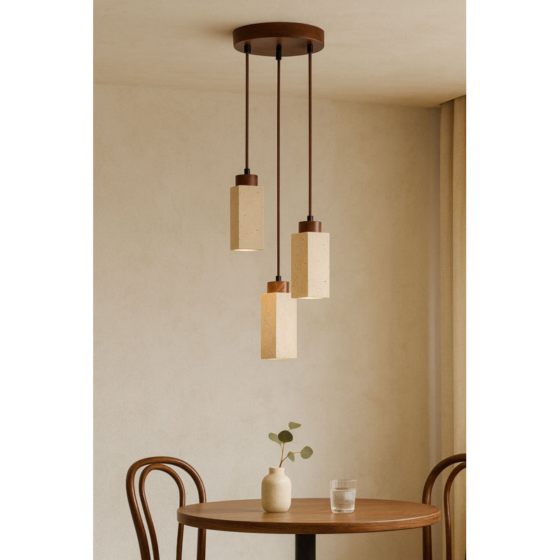 Lustre, Noyer / beige, Trois lumières