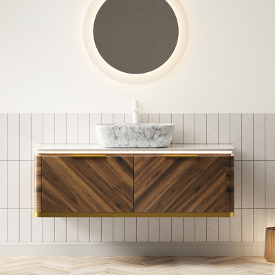 Meuble-lavabo de 48 po avec comptoir en pierre frittée de haute qualité, armoire en contreplaqué multicouches et tiroirs à fermeture en douceur, profondeur du lavabo en céramique, comptoir