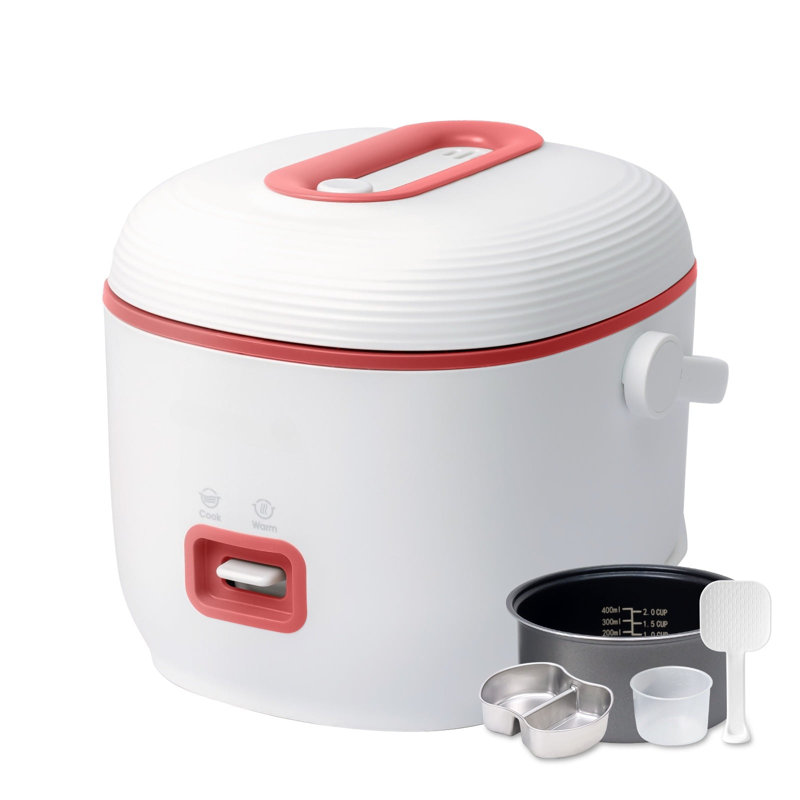 Mini cuiseur à riz, 1 tasse et 2 tasses de petits appareils de cuisson à vapeur avec revêtement antiadhésif, rose, Rose