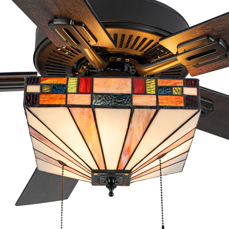 Ventilateur de plafond en vitrail d'intérieur 52 po avec télécommande Kyle