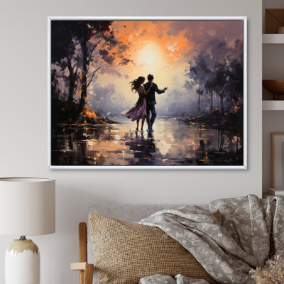 Romantic Couple Landscape Dancing In Park II - Romantic Landscape Wall Art