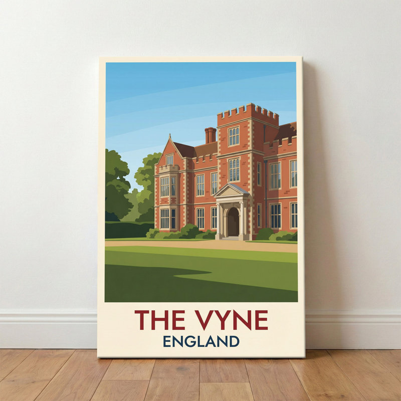 The Vyne, England - Romantic Country House Travel Poster | Tudor Mansion Escape. Giclee Print On Wrapped Canvas. Wall Art, Home Decor - Castles & Palaces, England - Wrapped Canvas Print