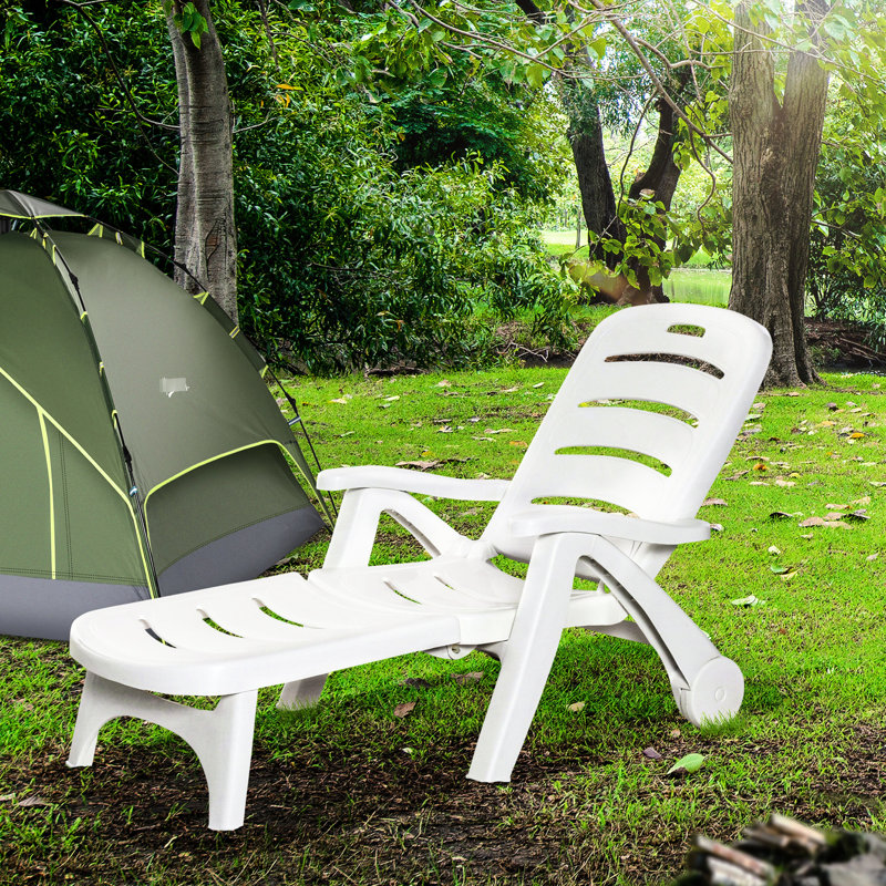 Chaise longue de jardin avec construction solide - bronzage pliant pour le patio, plage blanche de style rustique réglable à 5 niveaux, détente, roues, pliage. Style, siège ergonomique, fabrication,