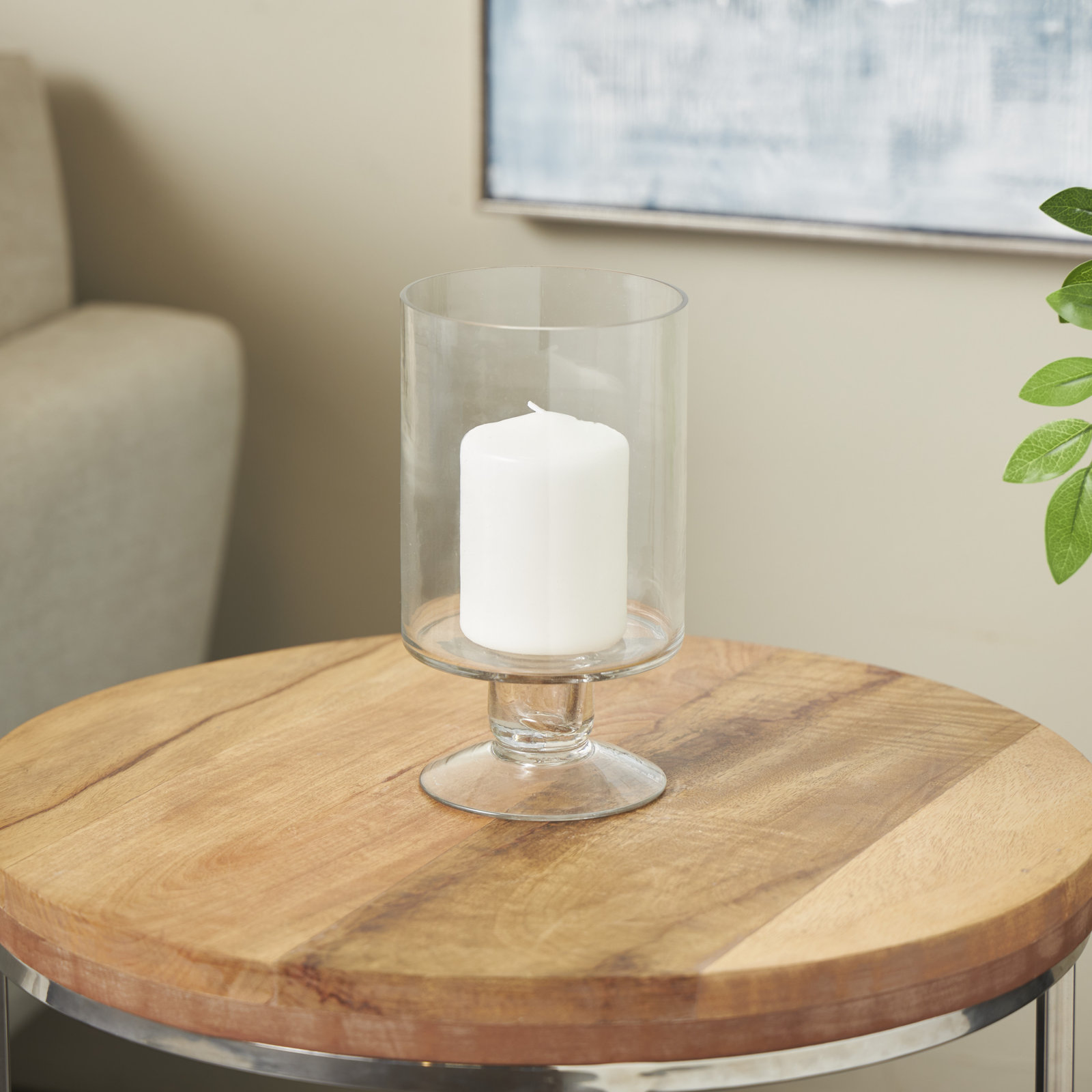 Perry Glass Hurricane Candle Holder, 8.85" H x 4.9" W x 4.9" D