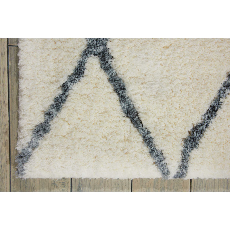 Tapis marocain ivoire à poils longs Arlean, Rectangle 5 pi x 7 pi