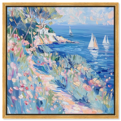 Boats Beyond Hills Canvas Classic Coastal Art by Art Remedy