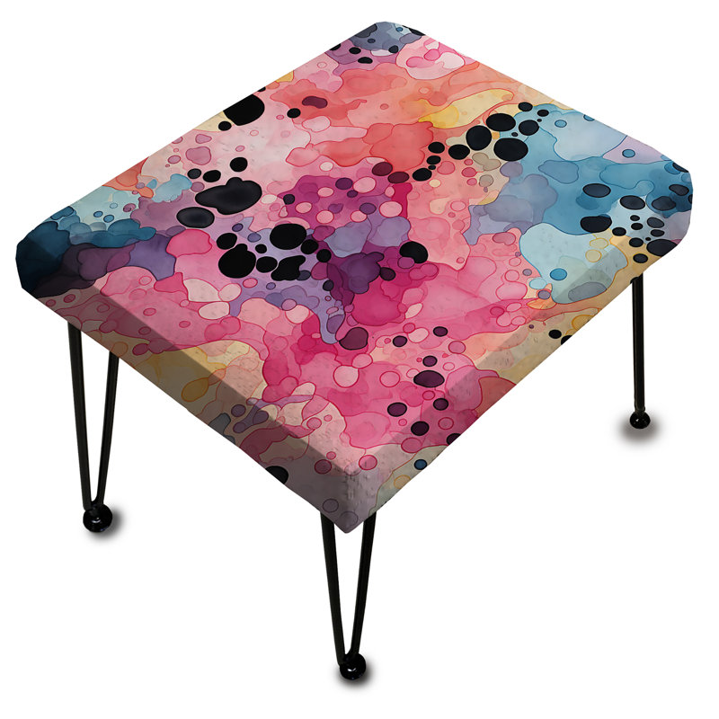 Repose-pieds aquarelle rose et bleu