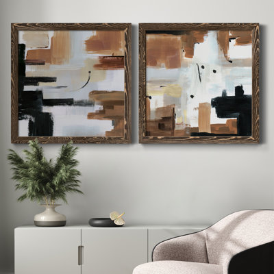 Plateau de montagne - ensemble de 2 peintures sur toile encadrées