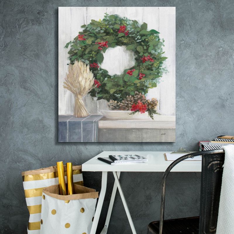 Art mural sur toile Trinx «Natural Christmas 2 Blue» par Julia Purinton, H 30 po x l 26 po x P 1,5 po