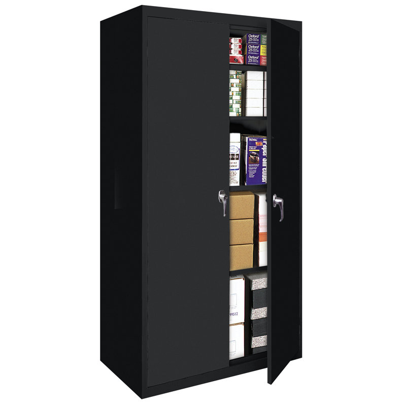 Armoire de rangement à tablette fixe, Noir, H 72 po x l 42 po x P 18 po