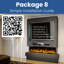 Pre-Built Media Wall Package 8  | Include 60 Inch Spectrum Series 3-Sided Electric Fireplace | TV Feature Wall with LED Flame Effect | Made in the UK