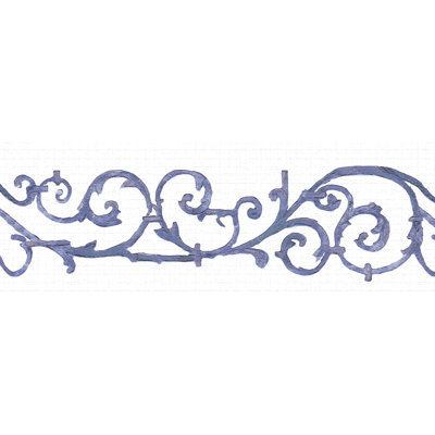 Purple White Damask Peel And Stick 15' L X 7'' W Wallpaper Border