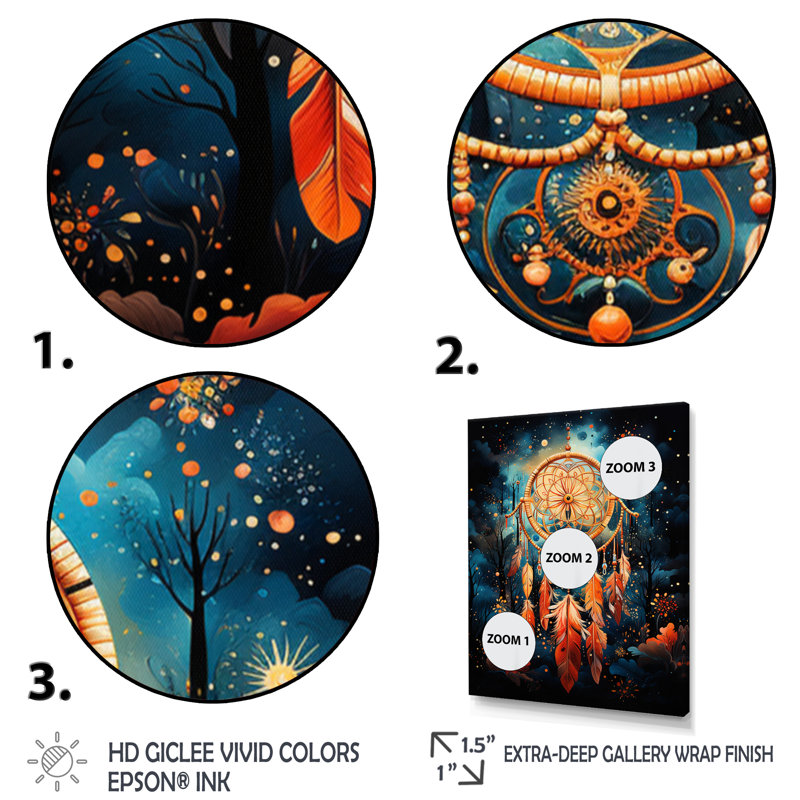 «Dream Catcher», impression d'art mural - Dream Catcher, H 40 po x l 30 po x P 1,5 po, Cadre naturel flottant