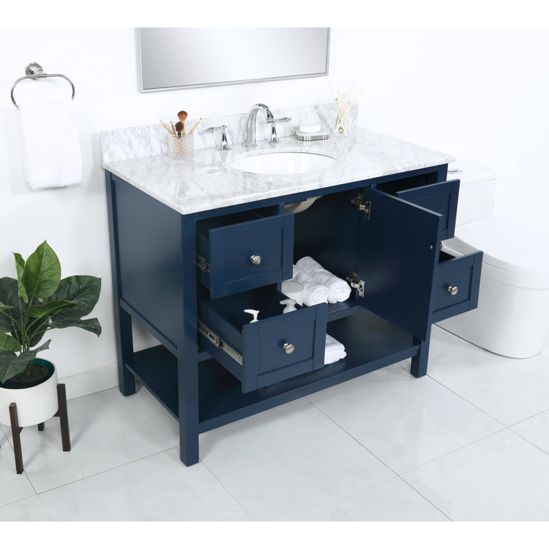 Ensemble de meuble-lavabo simple l 42 po x P 21,5 po x H 35 po Amyra, Bleu
