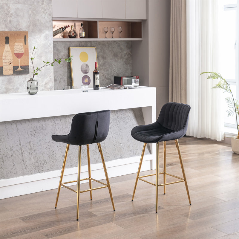 Ensemble de 2 tabourets de bar, Tabouret de comptoir (siège d'une hauteur de 26 p, Noir