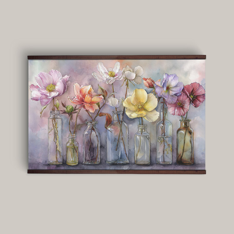 Tapisserie sur toile avec fleurs colorées, H 32 po x l 48 po
