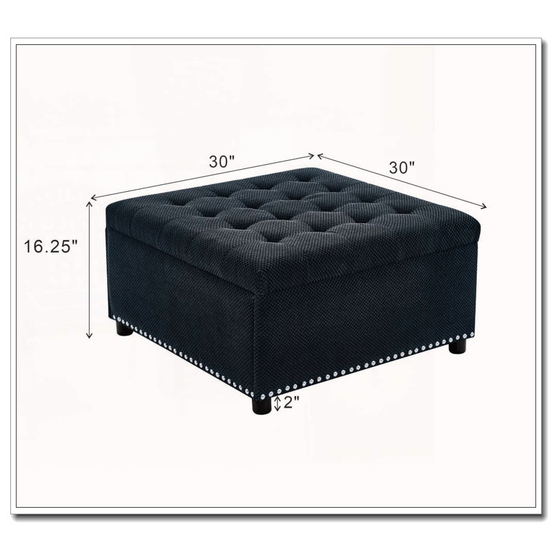 Upholstered Ottoman, Black