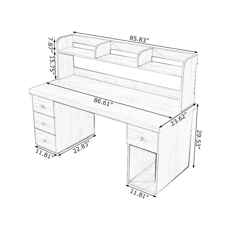Walnut Rectangular Solid Wood desks, 53.15" H x 86.61" W x 23.62" D