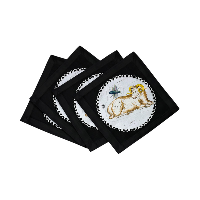 Serviette Zodiac Aries, Noir