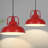  2-Light 11.4" Red Farmhouse Pendant Light, Modern Adjustable Height Hanging Fixture for Kitchen Island-115836436