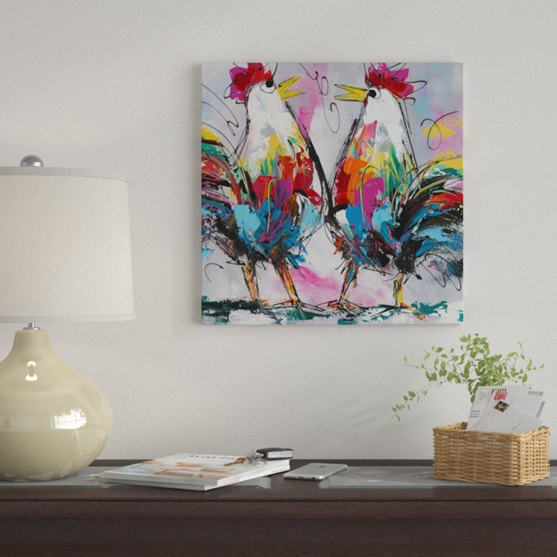 Reproduction d'art graphique sur toile tendue, "Let's parle de poulet" par Art Fiore, H 26 po x l 26 po x P 1,5 po