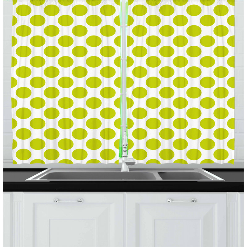Polka Dots Pointed Kitchen Curtain