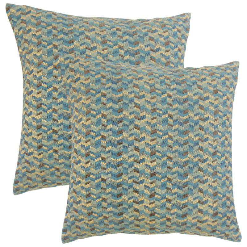 Chevron Feather Reversible Throw Pillow, Marine