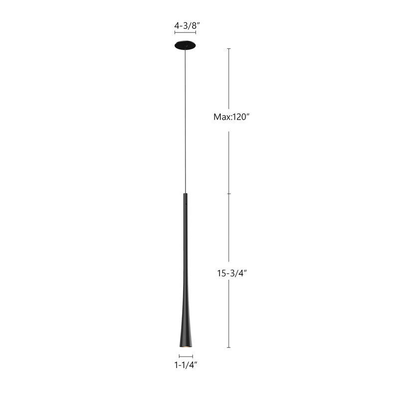 Taper 1 - Light LED Pendant, 136" H x 1.25" W x 1.25" D, White