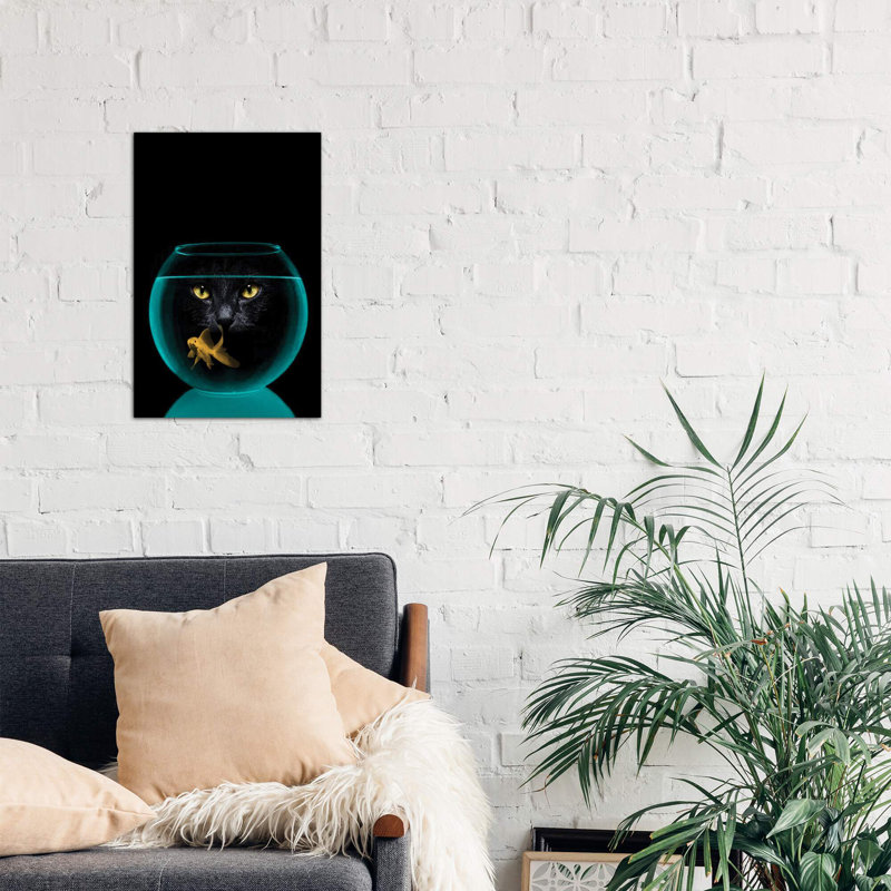 Black Cat Goldfish - Wrapped Canvas Print, 66.04 cm H x 45.72 cm W x 1.91 cm D