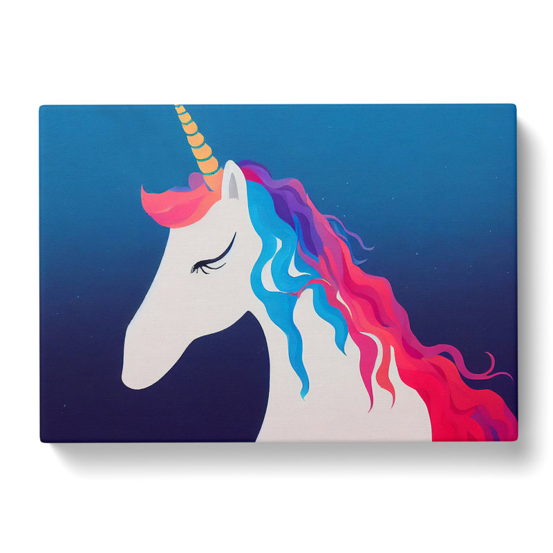 Cute Unicorn - Wrapped Canvas Print, 35cm H x 50cm W x 3cm D