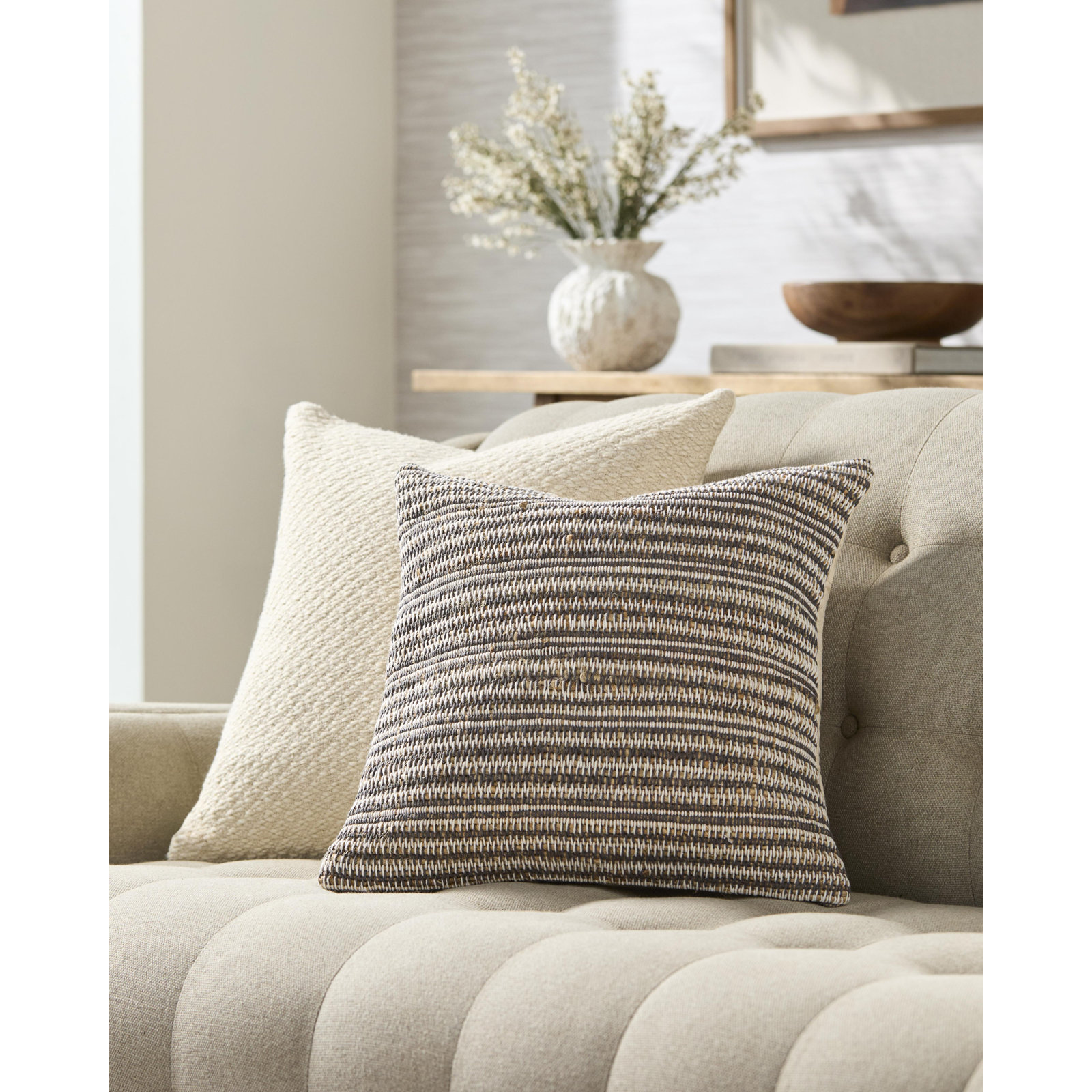 Livabliss Dumas 22" x 22" Cotton Pillow Cover, Down Blend, Square 22"
