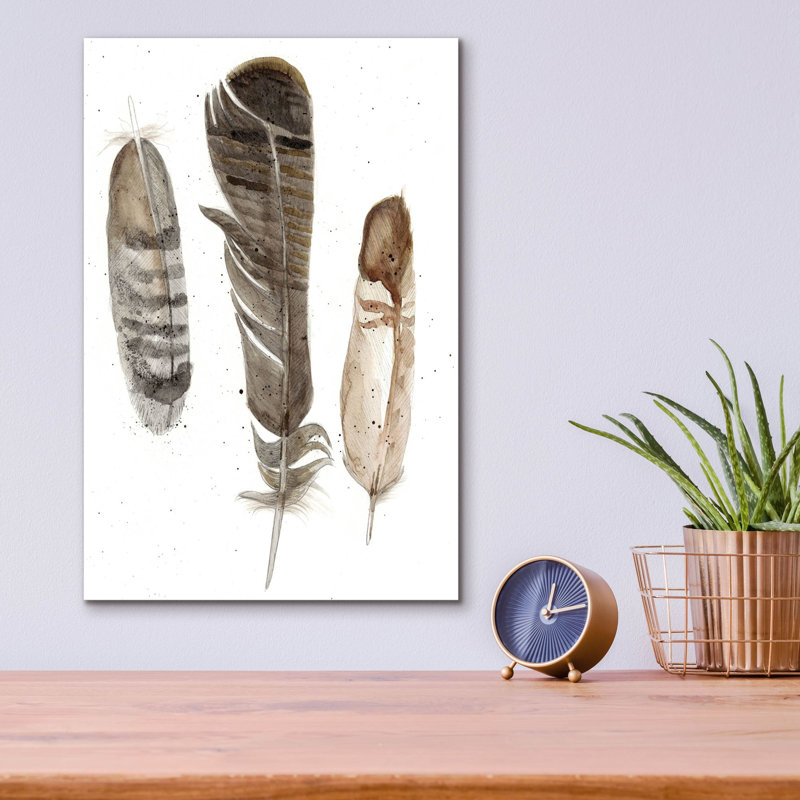 «Earthtone Feathers 1» par Alicia Ludwig, art mural en verre acrylique, H 16 po x l 12 po x P 0,13 po