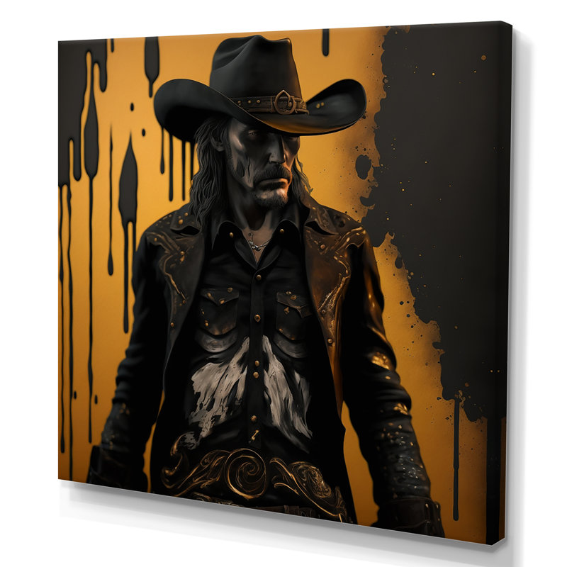 Western Cowboy I - art mural occidental, H 24 po x l 24 po x P 1 po, Toile tendue