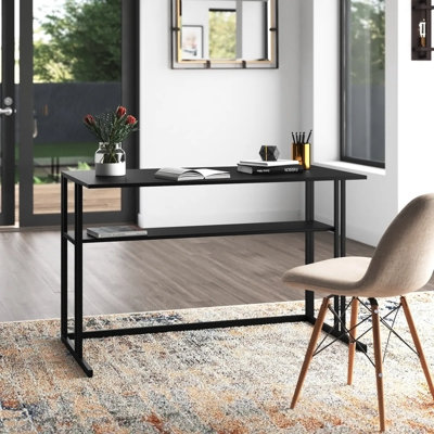 Pangea Home Weidler Miley Modern Writing Desk with Shelf – Modern All Metal Computer Desk for Home Office or Bedroom