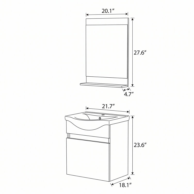 Ensemble de meuble-lavabo simple avec miroir Alastair, Matte Grey