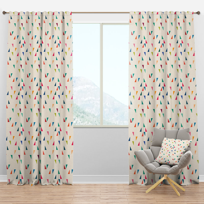 Abstract Triangular Retro Pattern I - Mid-Century Velvet Curtain - Room darkening - 1 panel, 52" W x 95" L
