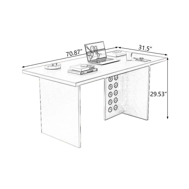 Bureaux rectangulaires en bois massif noyer, H 29,53 po x l 70,87 po x P 31,5 po