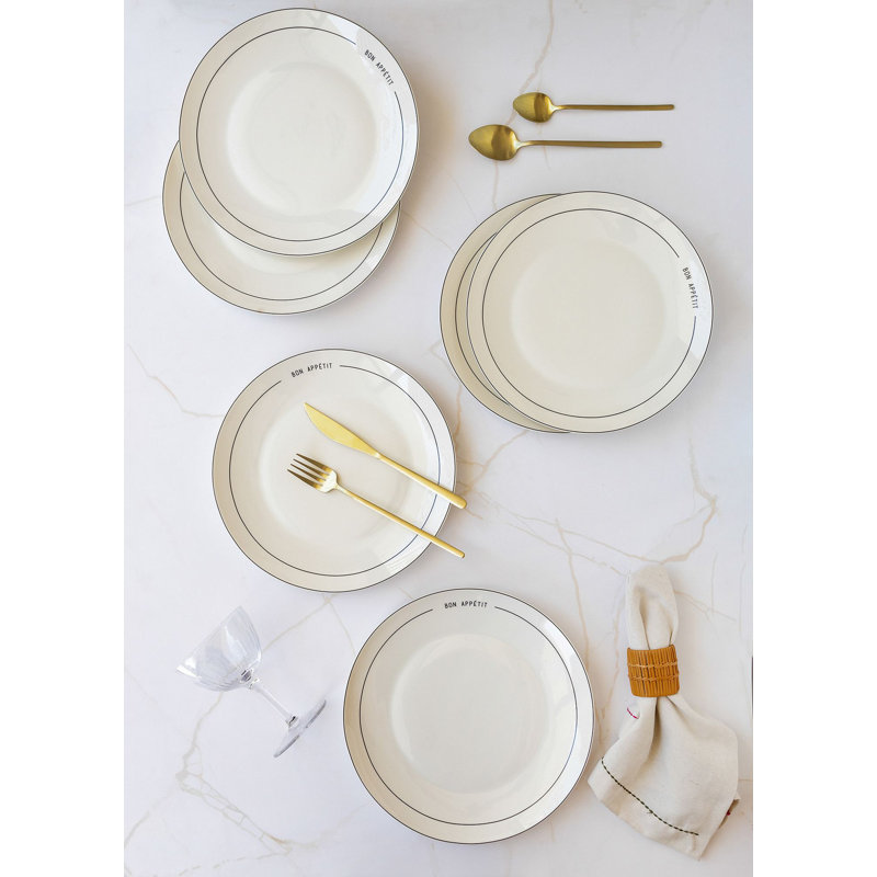 Ensemble d'assiettes de service rondes 6 pièces 100% porcelaine Bon Appetit
