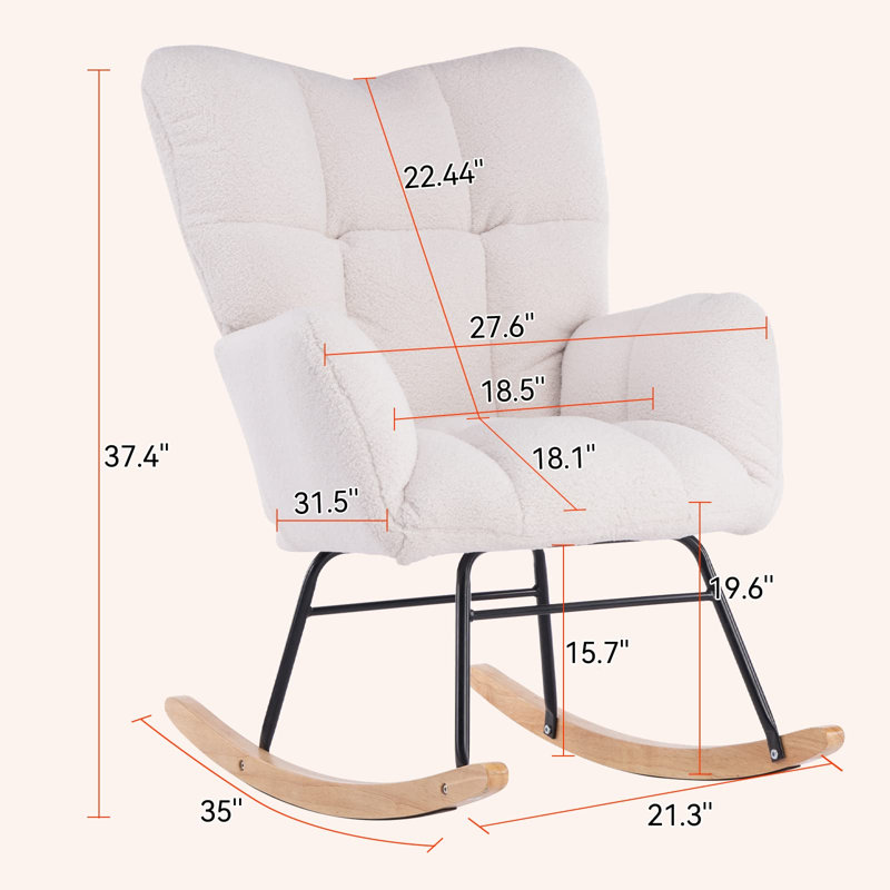 Friedell Rocking Chair, Ivory White