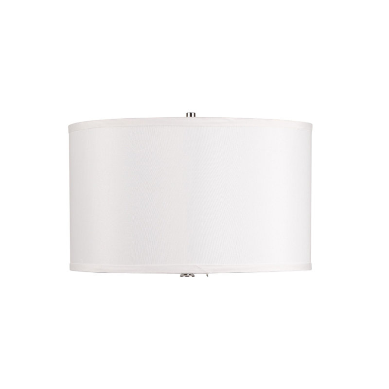 Lampe de table rétro 27 po en métal avec finition argentée, abat-jour en lin blanc