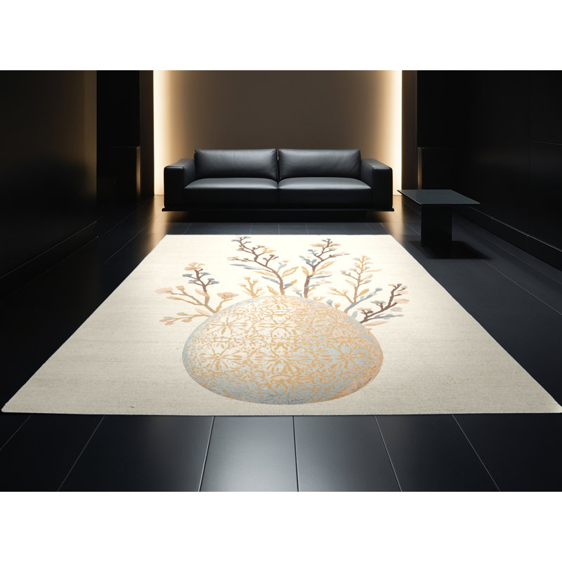 Soft Plush Finnell Easter Modern & Contemporary Abstract Area Rug in Beige – White Binding, 2x5