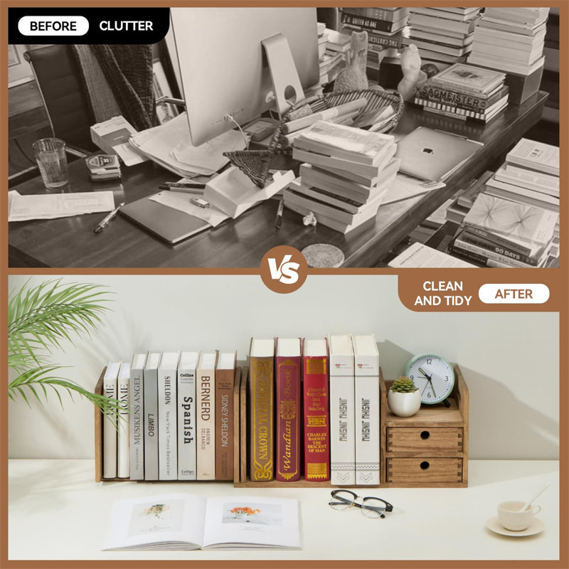 Manufactured Wood Desk Organizer, Brown