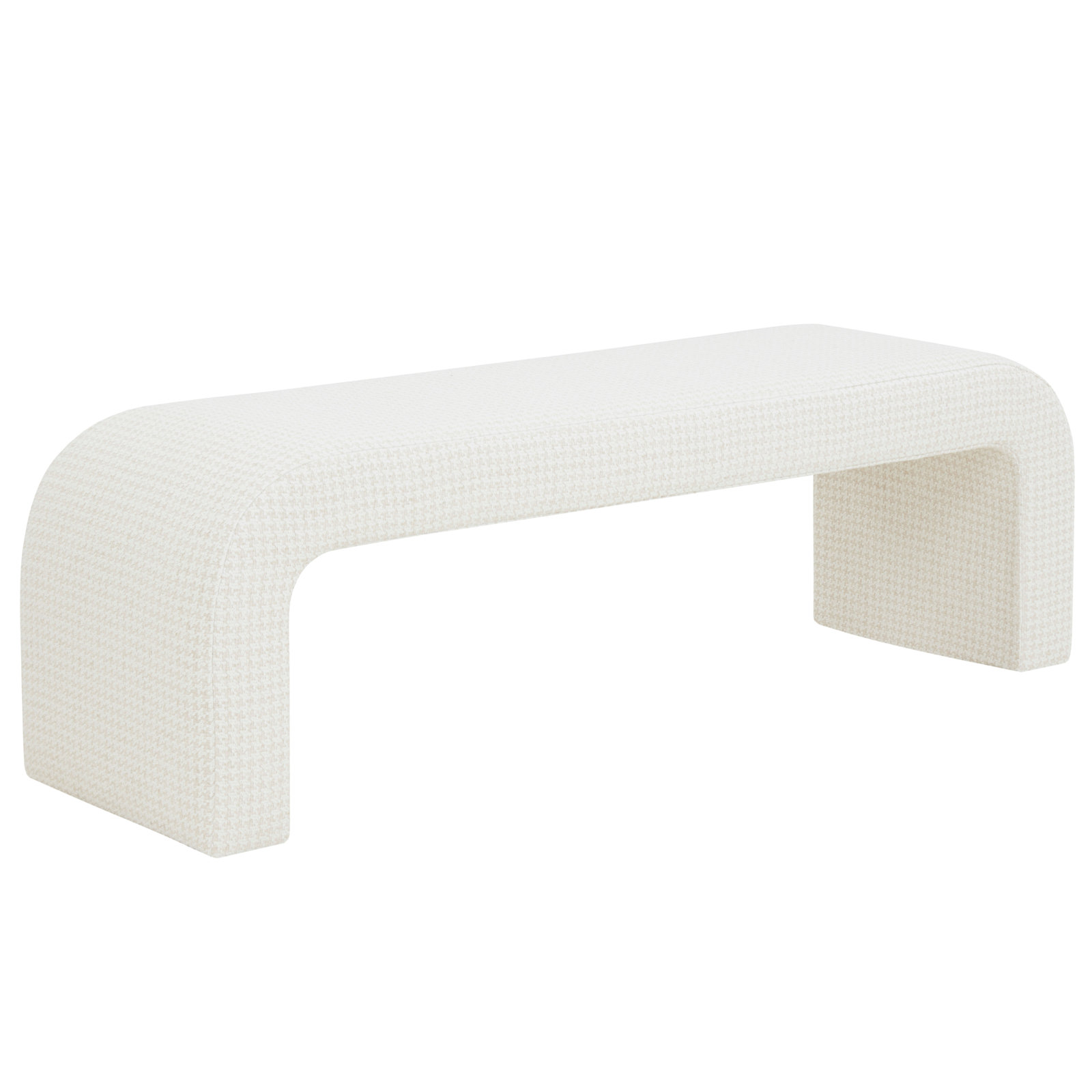 Daine 62" Upholstered Bench, Ivory Houndstooth