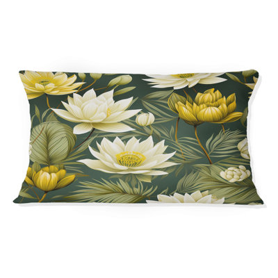 Blanc et vert pivoines Retreat Oasis - Coussin décoratif imprimé botanique