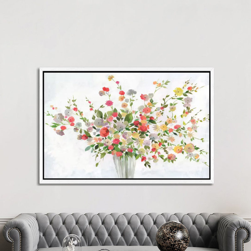 New Spring Bouquet by Allison Pearce - Painting on Canvas, White Framed Canvas, 30.48 cm H x 45.72 cm W