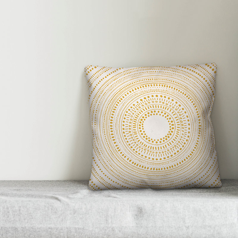 Damask Reversible Throw Pillow, 16" x 16", Yellow